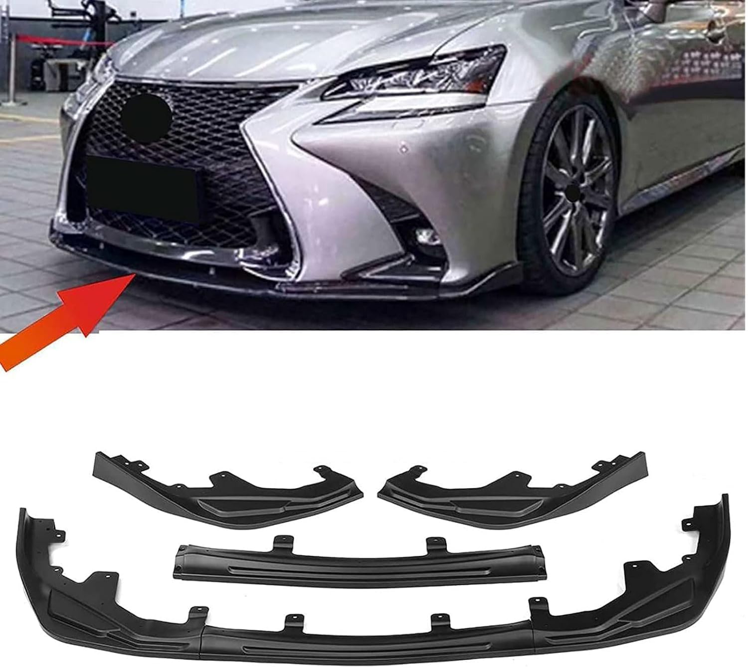 Frontstoßstangen Spoiler für Lexus GS GS350 GS450H 2016 2017 2018 2019 2020, Bumper Spoilerlippe Lip Splitter Karosserie Schaufeln Schutz Auto Modified Zubehör, Matte Black von WCSMHYW