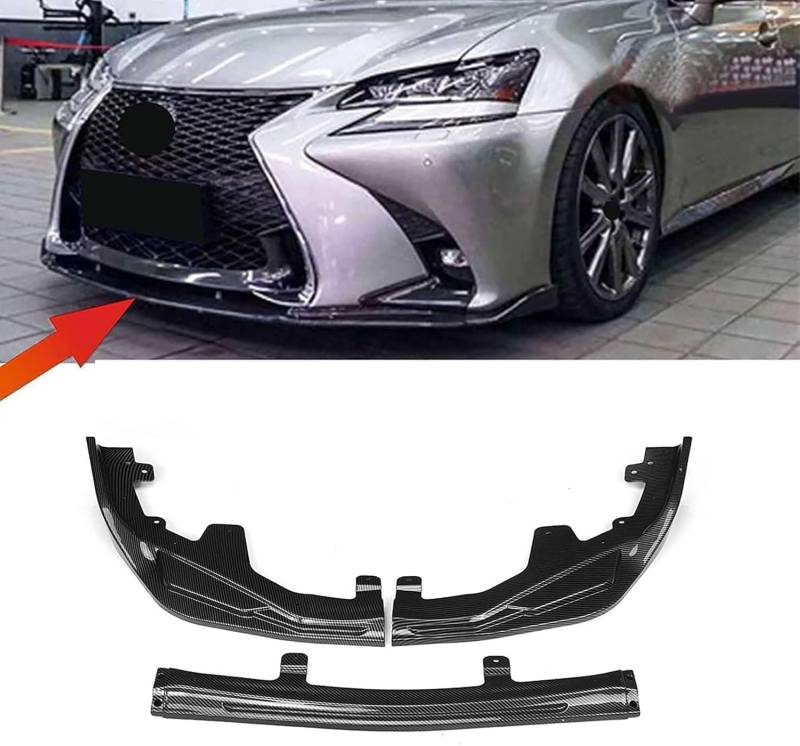 Frontstoßstangen Spoiler für Lexus GS GS350 GS450H 2016 2017 2018 2019 2020, Bumper Spoilerlippe Lip Splitter Karosserie Schaufeln Schutz Auto Modified Zubehör,Carbon Fiber Look von WCSMHYW