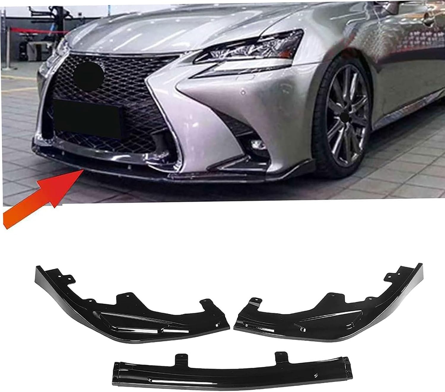 Frontstoßstangen Spoiler für Lexus GS GS350 GS450H 2016 2017 2018 2019 2020, Bumper Spoilerlippe Lip Splitter Karosserie Schaufeln Schutz Auto Modified Zubehör,Glossy-Black von WCSMHYW