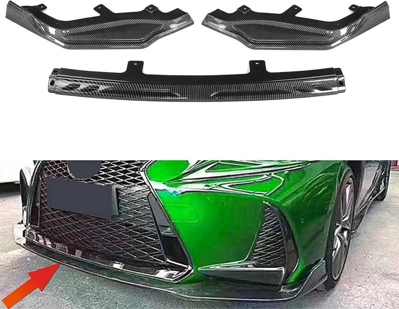 Frontstoßstangen Spoiler für Lexus IS200t IS300 IS350 F-Sport 2017 2018 2019 2020, Bumper Spoilerlippe Lip Splitter Karosserie Schaufeln Schutz Auto Modified Zubehör,Carbon Fiber Look von WCSMHYW