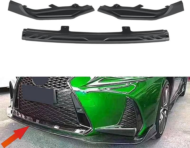 Frontstoßstangen Spoiler für Lexus IS200t IS300 IS350 F-Sport 2017 2018 2019 2020, Bumper Spoilerlippe Lip Splitter Karosserie Schaufeln Schutz Auto Modified Zubehör,Matte Black von WCSMHYW