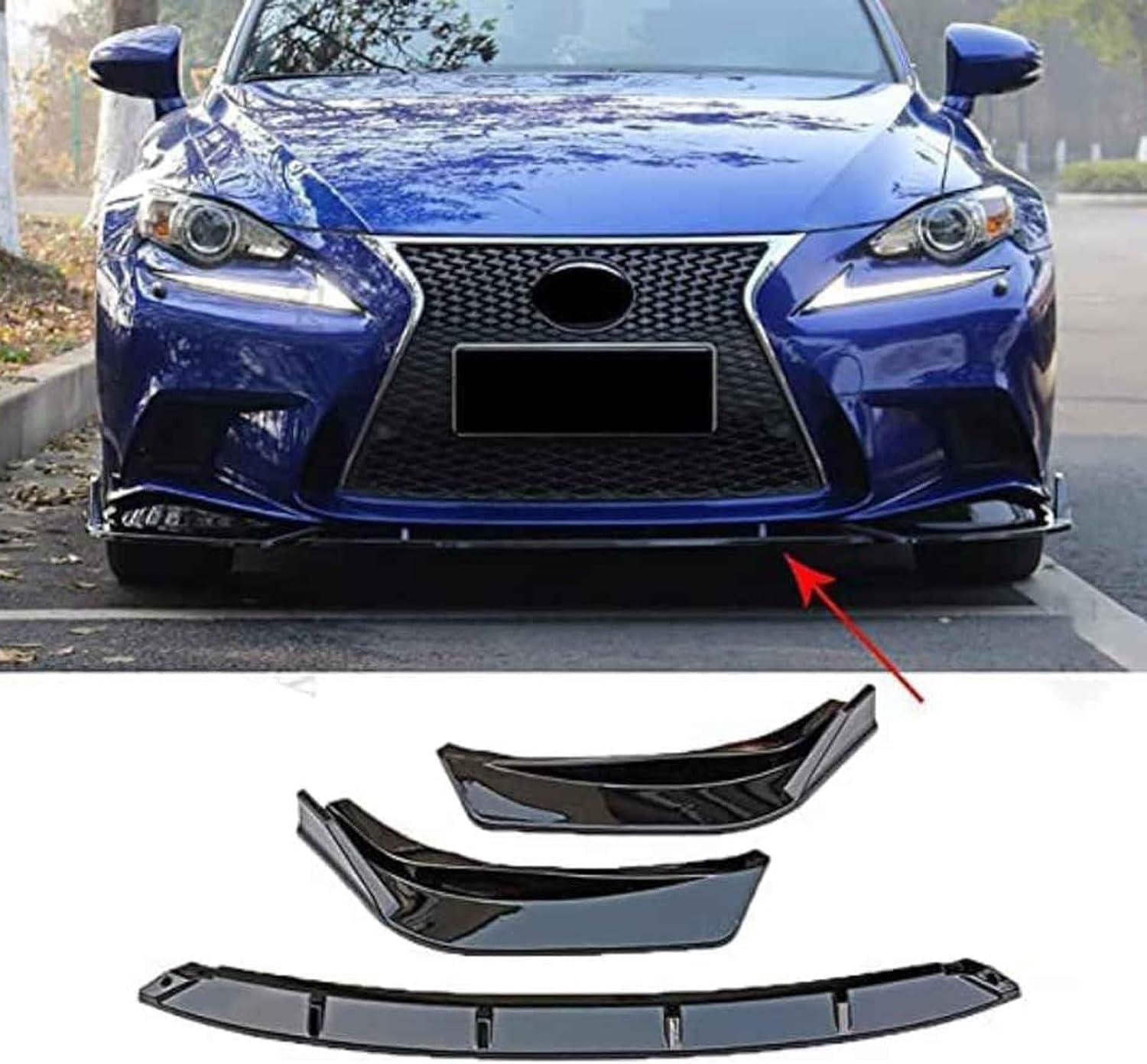 Frontstoßstangen Spoiler für Lexus is F-Sport 2013 2014 2015 2016, Bumper Spoilerlippe Lip Splitter Karosserie Schaufeln Schutz Auto Modified Zubehör,GlossyBlack von WCSMHYW