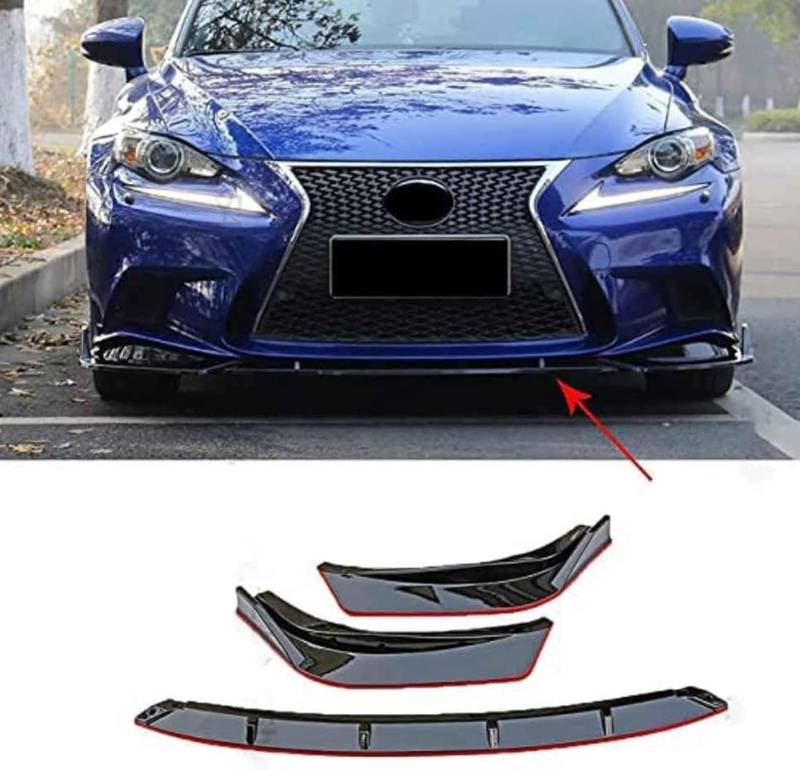 Frontstoßstangen Spoiler für Lexus is F-Sport 2013 2014 2015 2016, Bumper Spoilerlippe Lip Splitter Karosserie Schaufeln Schutz Auto Modified Zubehör,Red Black von WCSMHYW