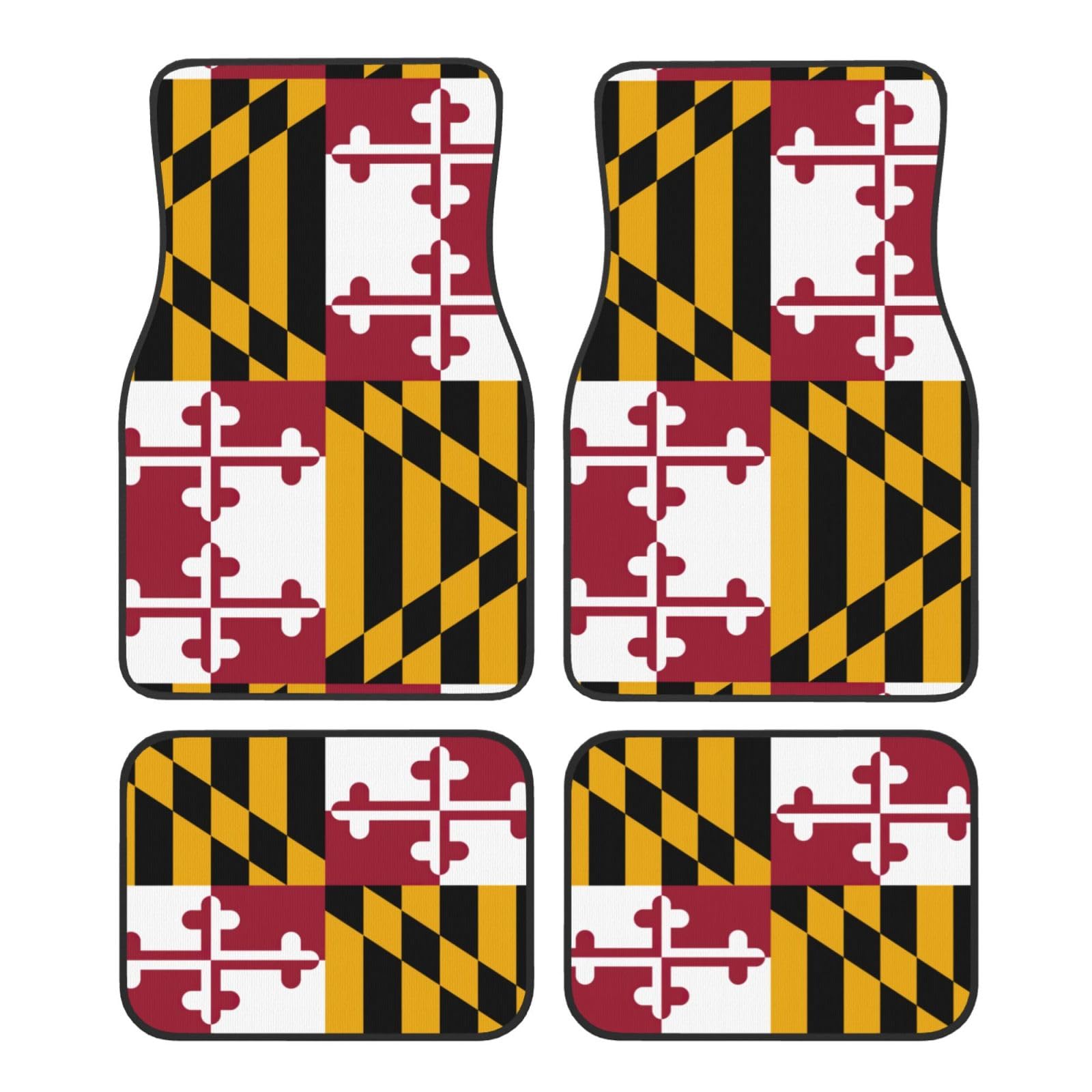 Maryland State Flag Print Universal Auto-Fußmatten-Set, 4-teiliges Allwetter-Fußmatten für SUVs, LKWs, Autos von WCXTHGFA