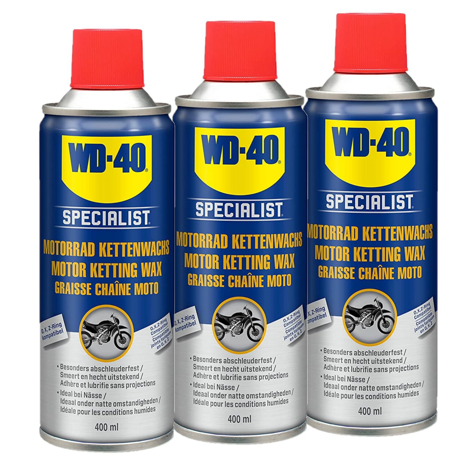 WD-40 Specialist Motorrad Kettenwachs 400ml, Motorrad pflege (3x400 ml) von WD-40