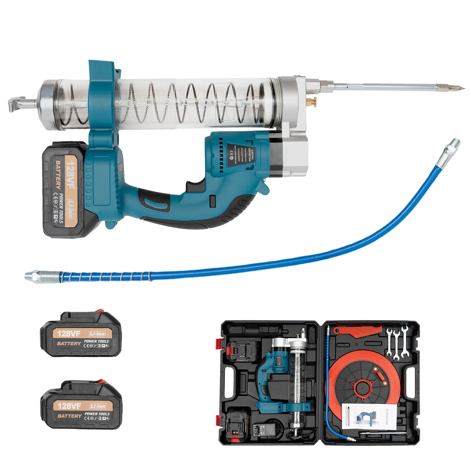 WDZCZDoo Akku Fettpresse, 6000 PSI Elektrische Fettpresse mit 2 Batterien und Ladegerät, Electric Schmierpressen für Kraftfahrzeuge, schwere Maschinen, Schiffe von WDZCZDoo