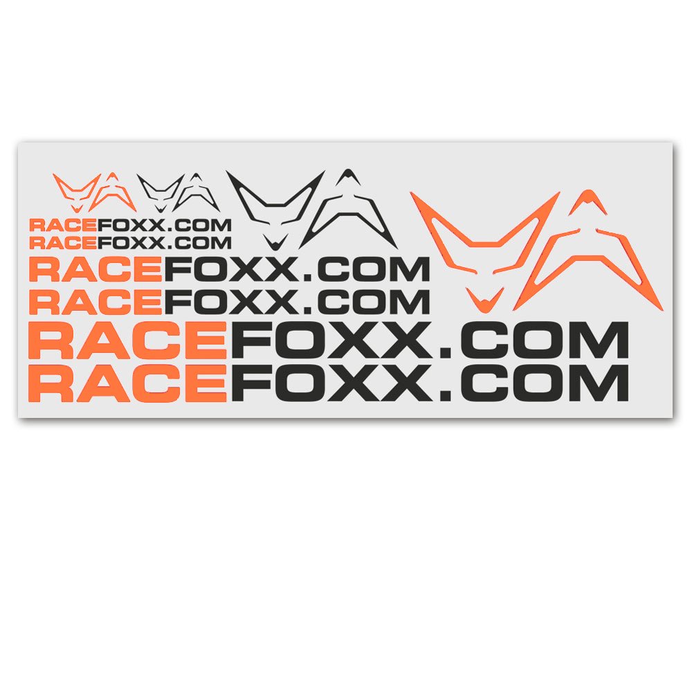 RACEFOXX Aufkleberbogen, Aufkleber, Folie, Autoaufkleber, Motorradaufkleber, orange/schwarz von WE ARE RACING. RACEFOXX.COM