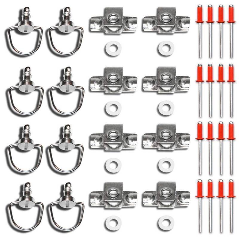 Schnellverschlüsse, Verschlüsse, Motorradverkleidung, Schrauben, 8er Set, 14 mm, silber, Nietplatte, RACEFOXX von WE ARE RACING. RACEFOXX.COM