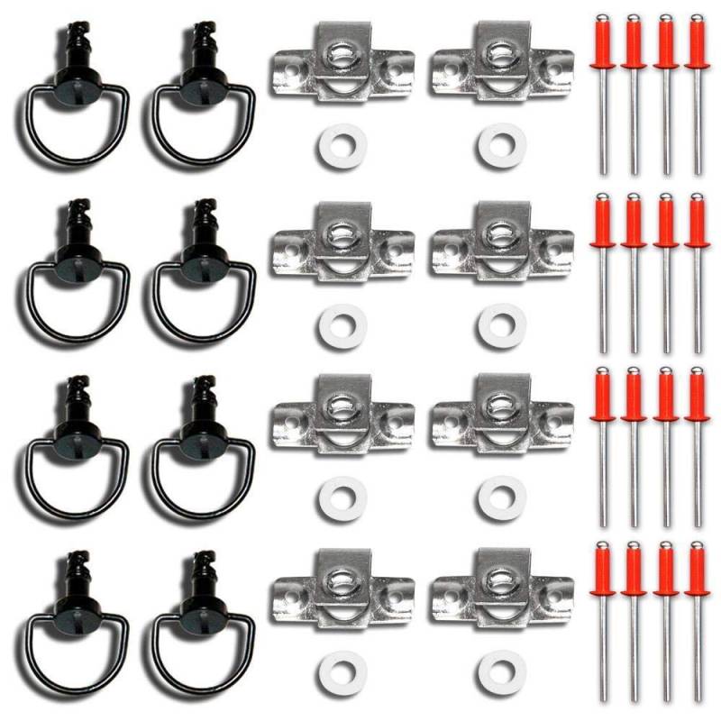 Schnellverschlüsse, Verschlüsse, Motorradverkleidung, Schrauben, 8er Set, 19 mm, schwarz, Nietplatte, RACEFOXX von WE ARE RACING. RACEFOXX.COM