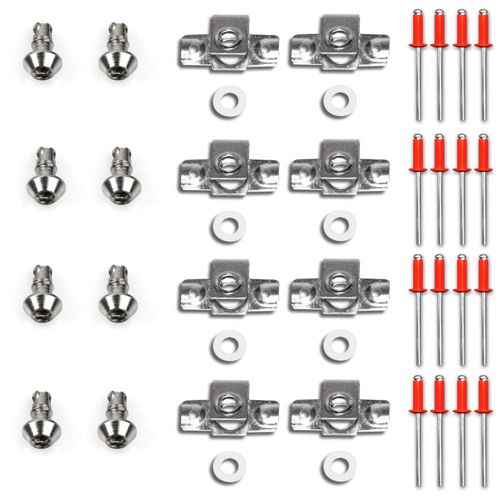 Schnellverschlüsse, Verschlüsse, Motorradverkleidung, Schrauben, Innensechskant/Innenvielzahn, 8er Set, 14 mm, Stahl, Nietplatte, RACEFOXX von WE ARE RACING. RACEFOXX.COM