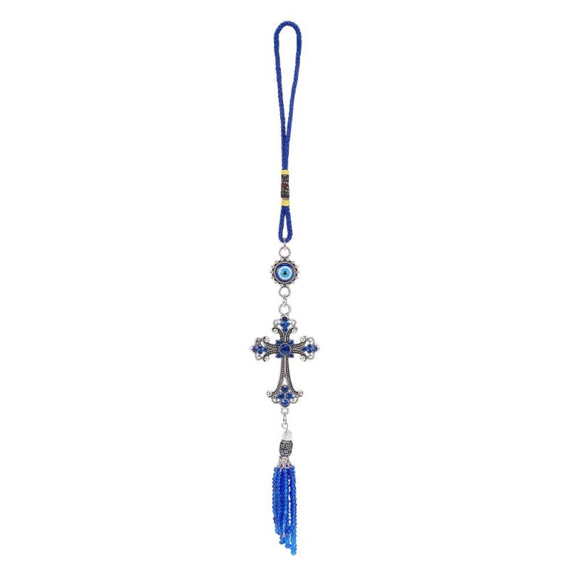 WEBEEDY Böser Auge Auto Hängen Ornament Kreuz-Anhänger Türkisch Blau Evil Eye-Auto-Charms Perlen Schützende Wanddekoration Für Zuhause, Für Auto, Rückspiegel, Fenster von WEBEEDY