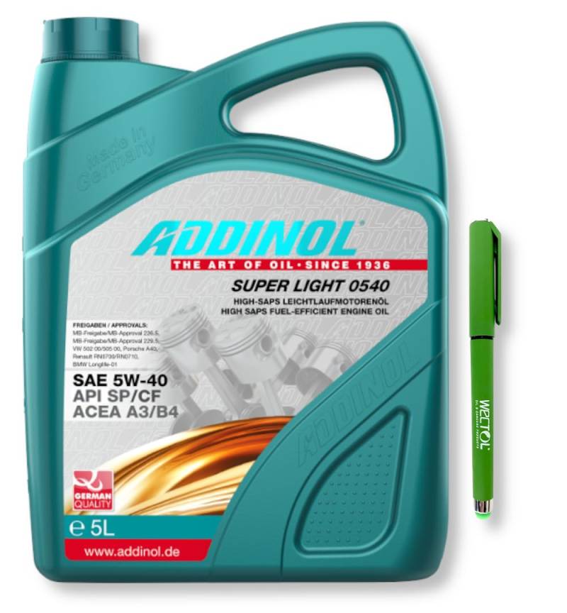 ADDINOL Motoröl 5W40 Super Light 0540 5 Liter + WECTOL STIFT von WECTOL OIL & CARCARE PRODUCTS