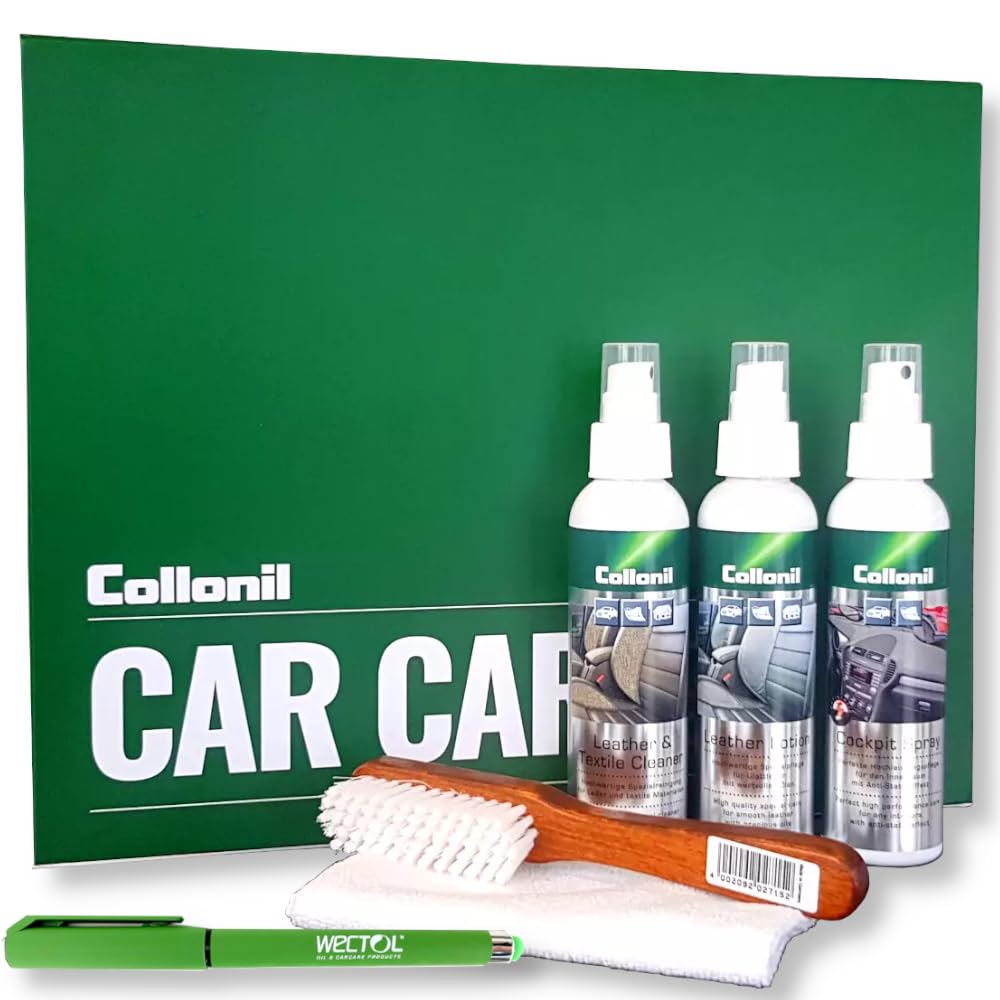 Collonil Car Care Set - Innenraum Reiniger Auto Cockpit Reiniger porentiefe Reinheit für Kunststoff, Polster, Leder - Auto Innenraum, Cockpitpflege, Innenraumreiniger Set + WECTOL Stift von WECTOL OIL & CARCARE PRODUCTS