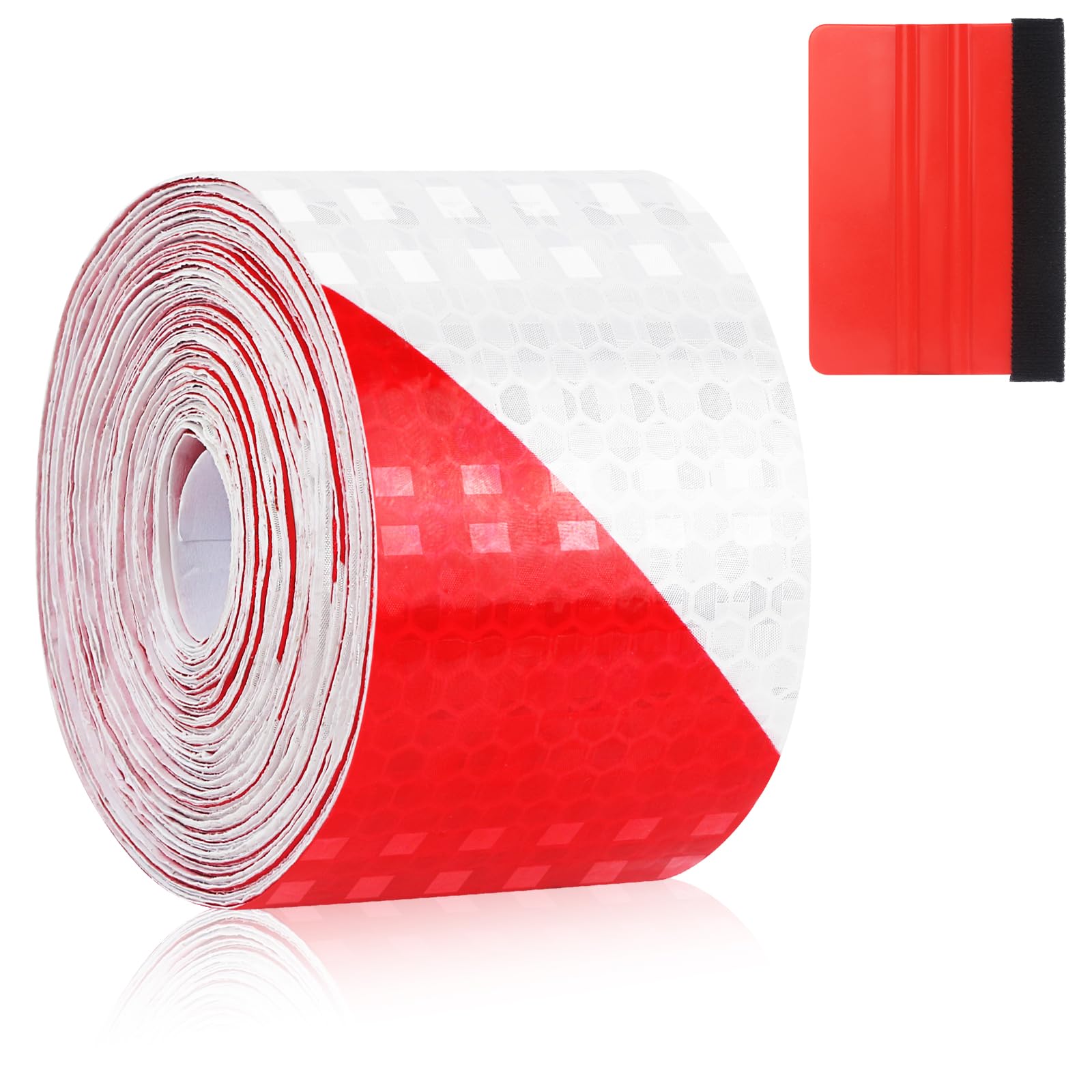 Reflektorband Selbstklebend 5 cm x 10 m, Reflektierendes Klebeband Rot Weiß Warnband Selbstklebend mit Abstreifer, Hohe Sichtbarkeit Reflektor Klebeband, Reflective Tape für Auto, Motorrad, Fahrrad von WEFINEST