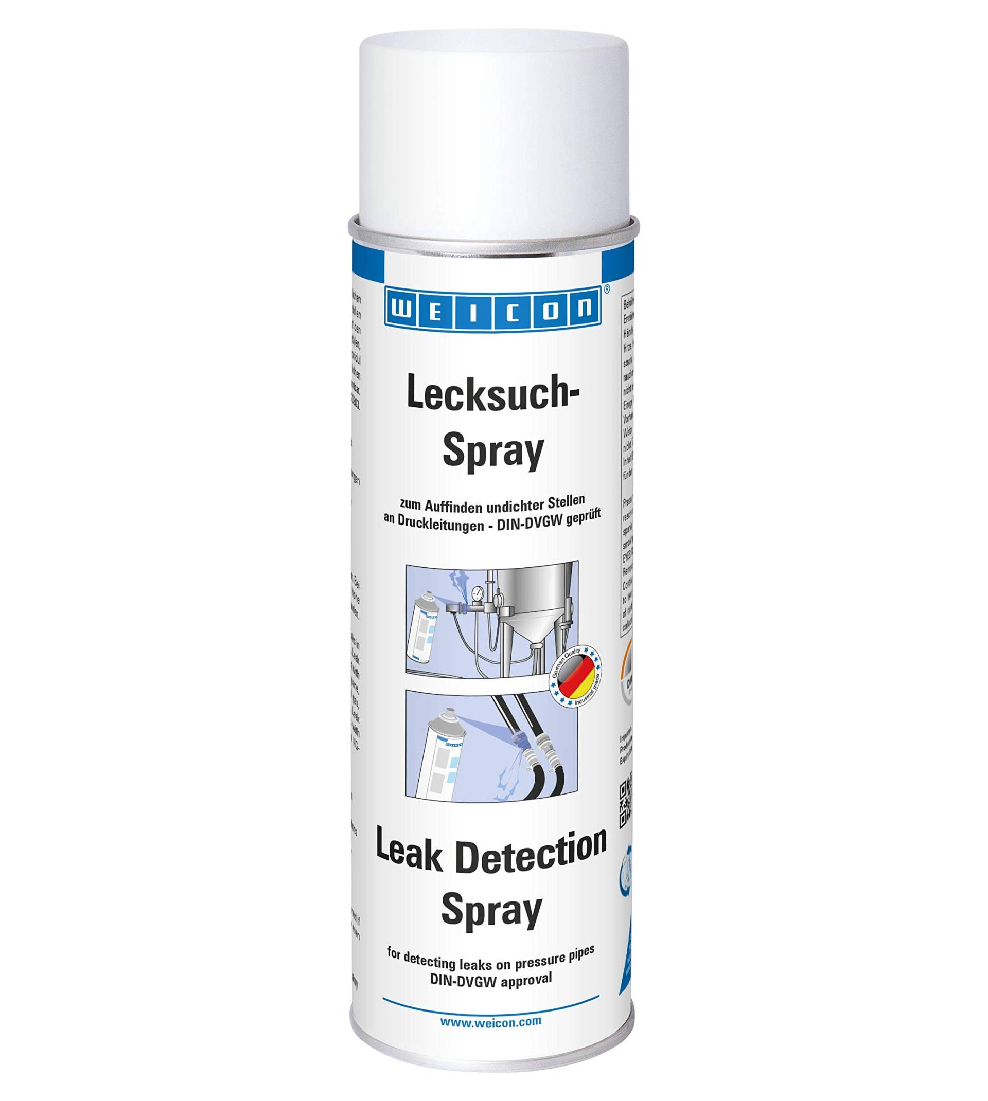 WEICON Lecksuch-Spray 400 ml, Leckfinder, Lecksucher, Auffinden von Undichtigkeiten an Gasleitungen & Druckleitungen für technische Gase und gasförmige Medien von WEICON