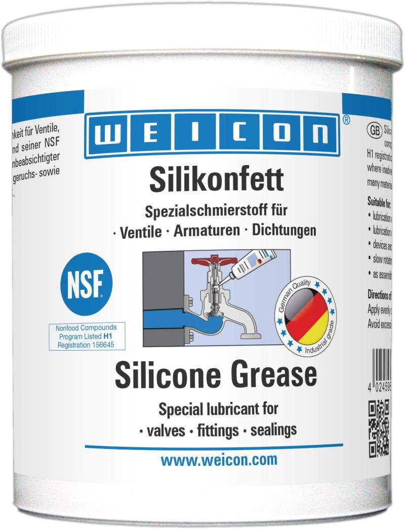 WEICON 26350045 Silikonfett 450 g haftstark Schmierstoff für Ventile, Armaturen, Dichtung von WEICON