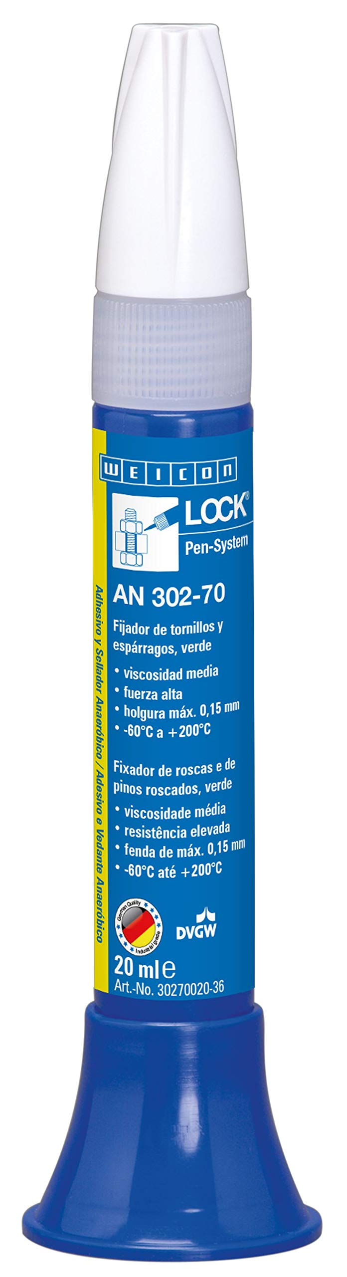 WEICON 30270020-36 WEICONLOCK AN 302-70 Schrauben- und Bolzenschutz 20 ml stark haftend, grün von WEICON