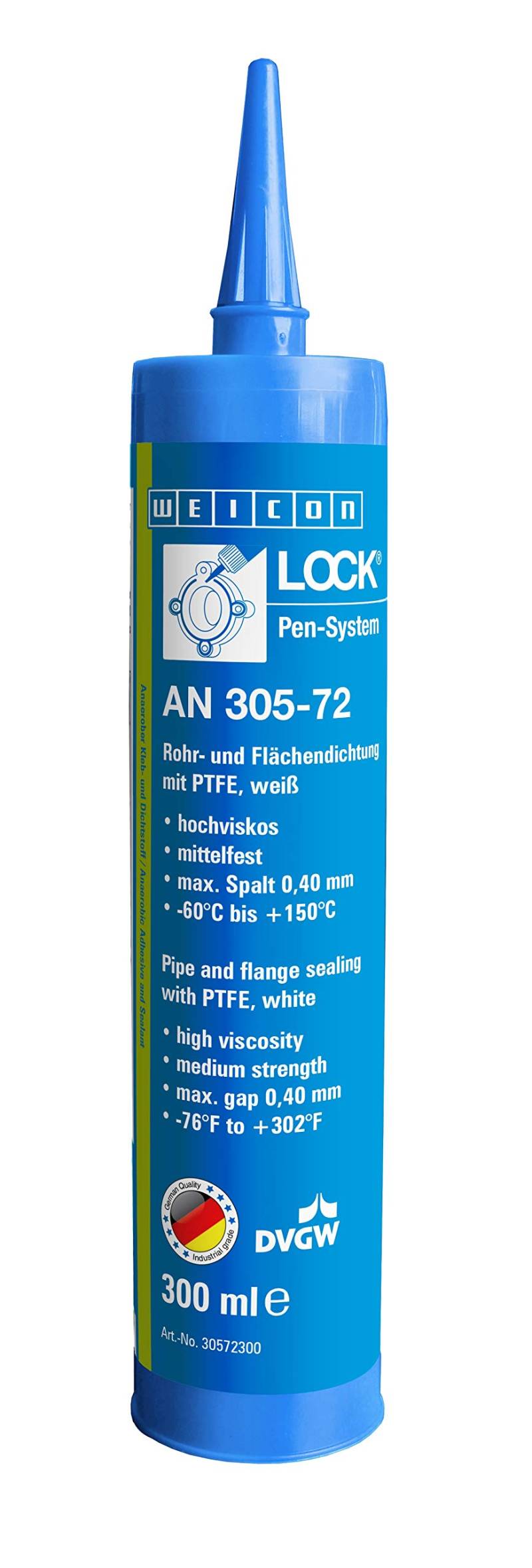 Weicon 30572300 WEICONLOCK AN 305-72 Rohr- und Flächendichtung 300ml DVGW-geprüft hochviskos, weiß von WEICON