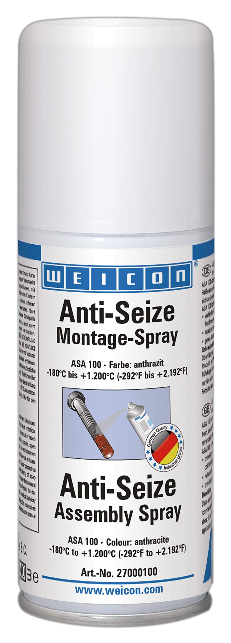 WEICON Anti-Seize Montagespray 100 ml, langanhaltendes Trennmittel, Korrosionsschutz von WEICON