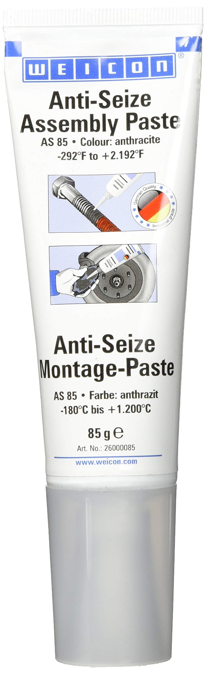 WEICON Anti-Seize Montagepaste 85 g hitzebeständiger Schutz gegen Korrosion, Festfressen und Verschleiß von WEICON