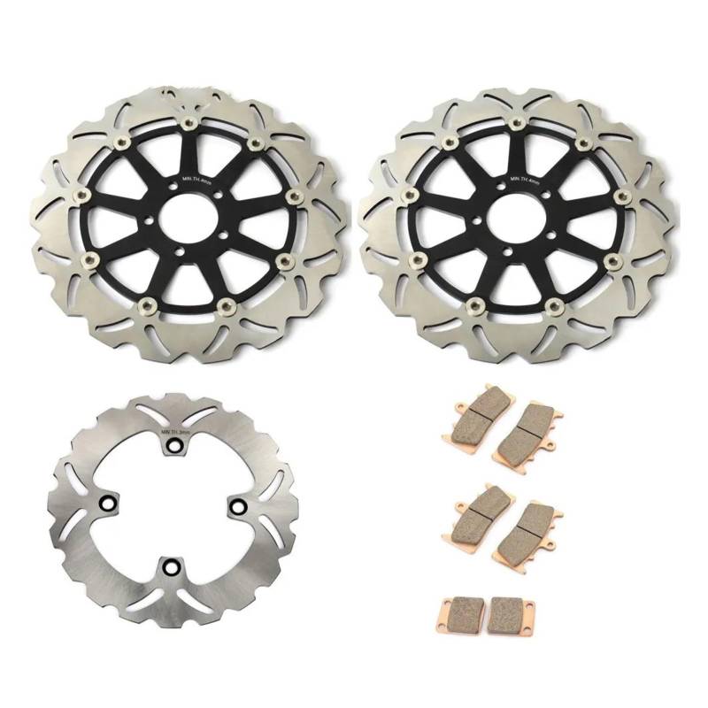 Bremsscheibe Motorrad Für Kawasaki ZX12R ZX 1200 Für Ninja 2000 2001 2002 2003 2004 2005 Vorne Hinten Bremsscheiben Rotoren Scheiben + Pads Set Motorrad Bremsscheibe(A) von WEIFANAA