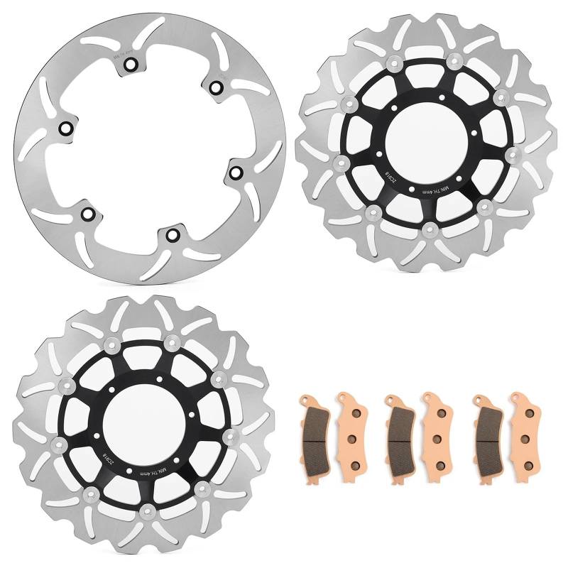 Bremsscheibe Motorrad Für VTX1800 Für VTX 1800 F/N/R/S/T 2002 2003 2004 2005 2006 2007 2008 2009 2010 2011 Vorne Hinten Bremsscheiben Scheiben Rotoren Pads Motorrad Bremsscheibe(Schwarz) von WEIFANAA