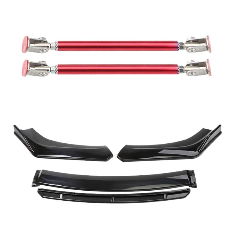 Front Spoiler Lippe 4 STÜCKE Universal Auto Vorderen Stoßfänger Lip Body Kit Spoiler Splitter Diffusor Weiß Carbon Fiber Splitter ABS Kunststoff Auto Frontspoiler Lippe(20cm red 4) von WEIFANAA