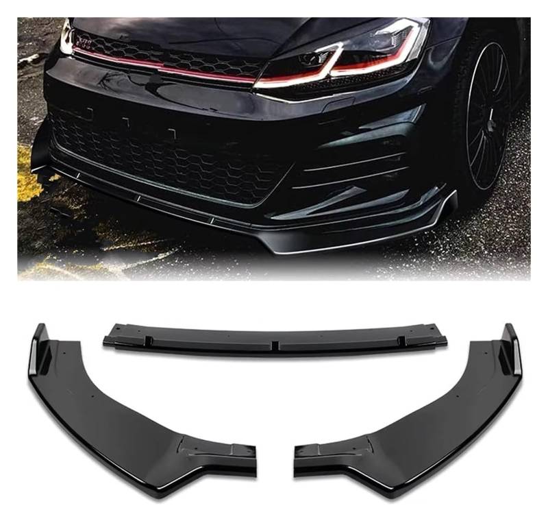 Front Spoiler Lippe Für VW Für Golf 7 7.5 MK7 MK7.5 Für GTI Für GTD R Line Alle Modelle 2012-2020 Spoilerschutz Auto Frontstoßstange Splitter Lip Auto Frontspoiler Lippe(Glossy Black) von WEIFANAA