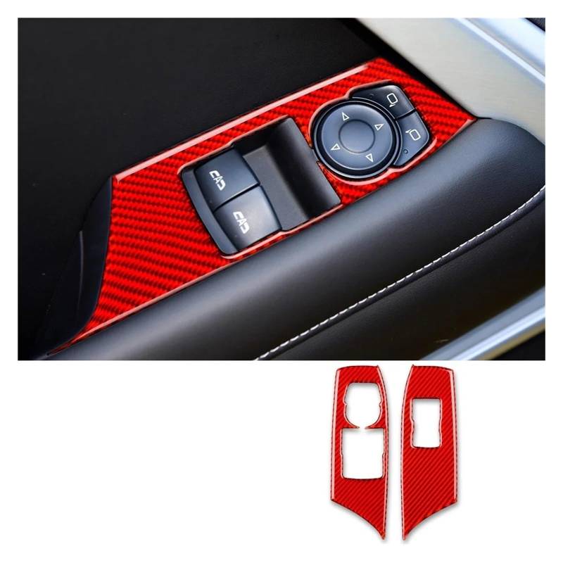 Interieur Zubehör Für Chevrolet Für Camaro 2016 2017 2018 2019 LHD Red Carbon Fiber Auto Fensterheber Schalter Taste Panel Abdeckung Aufkleber Auto Innenraum(Red LHD) von WEIFANAA