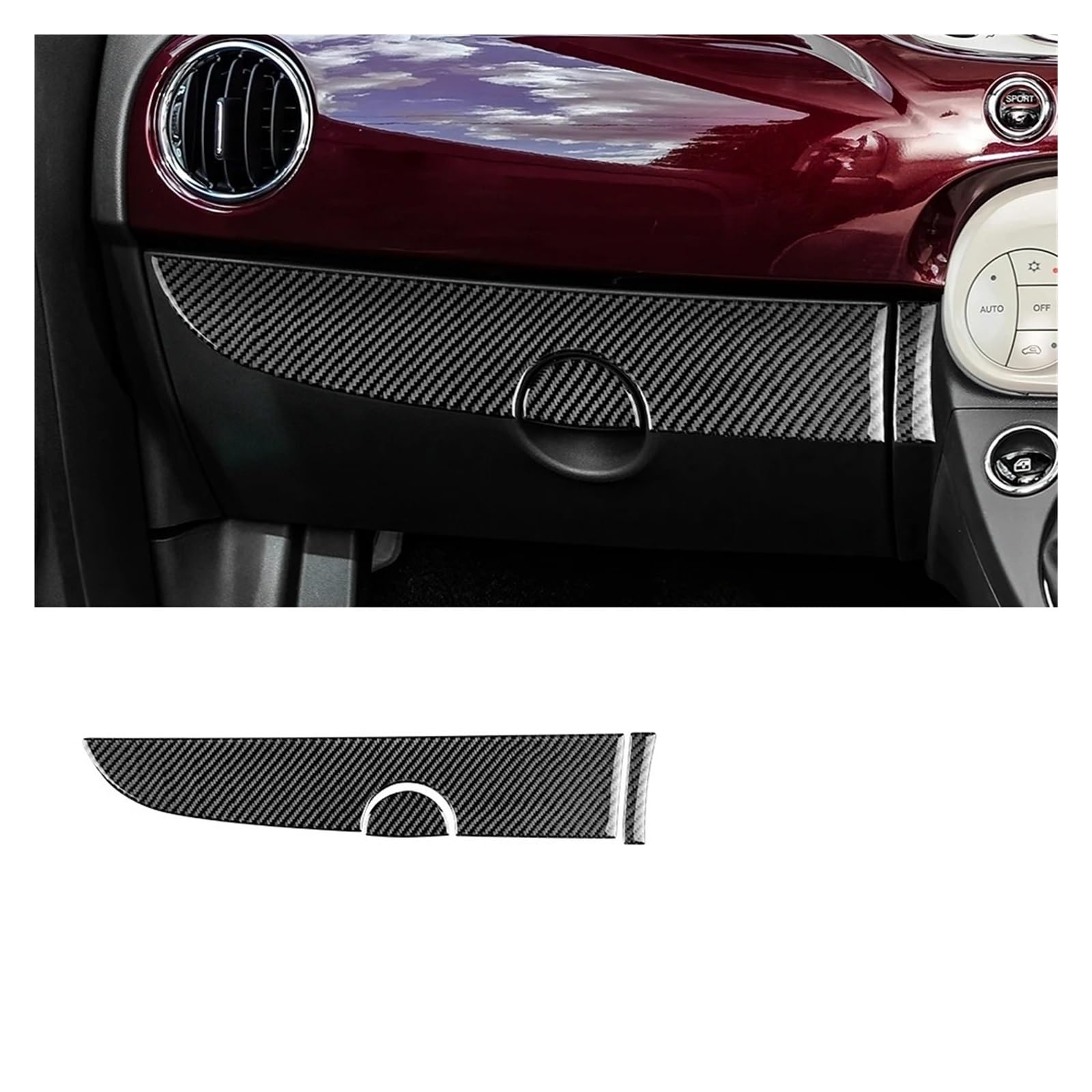 Interieur Zubehör Für FIAT 500 Für Abarth 595 695 2016-2023 2016 2017 2018 2019 2020 2021 2022 2023 Weiche Carbon Faser Auto Co-liopt Aufkleber Auto Innenraum(RHD Co-Pilot Black) von WEIFANAA