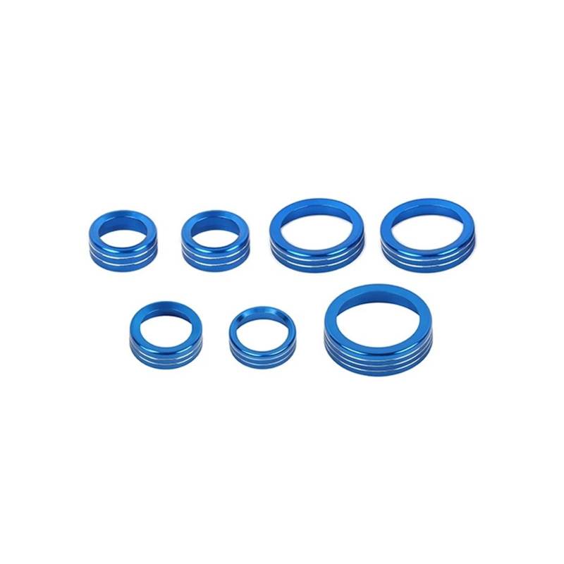 Interieur Zubehör Für Ford Für Bronco Sport 2021 2022 2023 2024 Auto Klimaanlage Audio 4WD Scheinwerfer Getriebe Schalter Knopf Dekoration Ring Auto Innenraum(Blue) von WEIFANAA