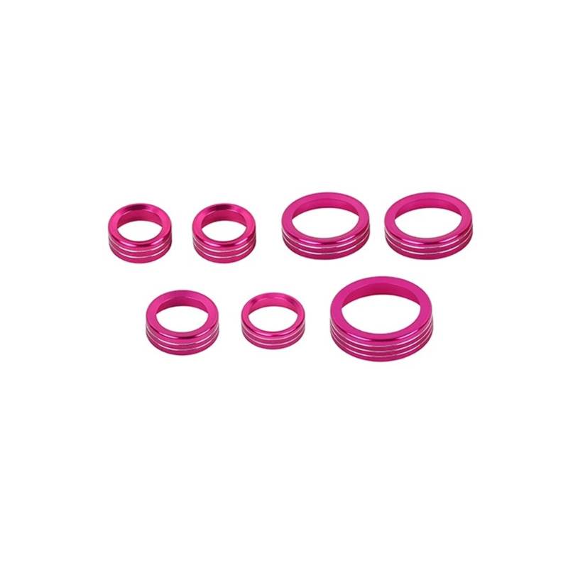 Interieur Zubehör Für Ford Für Bronco Sport 2021 2022 2023 2024 Auto Klimaanlage Audio 4WD Scheinwerfer Getriebe Schalter Knopf Dekoration Ring Auto Innenraum(Pink) von WEIFANAA