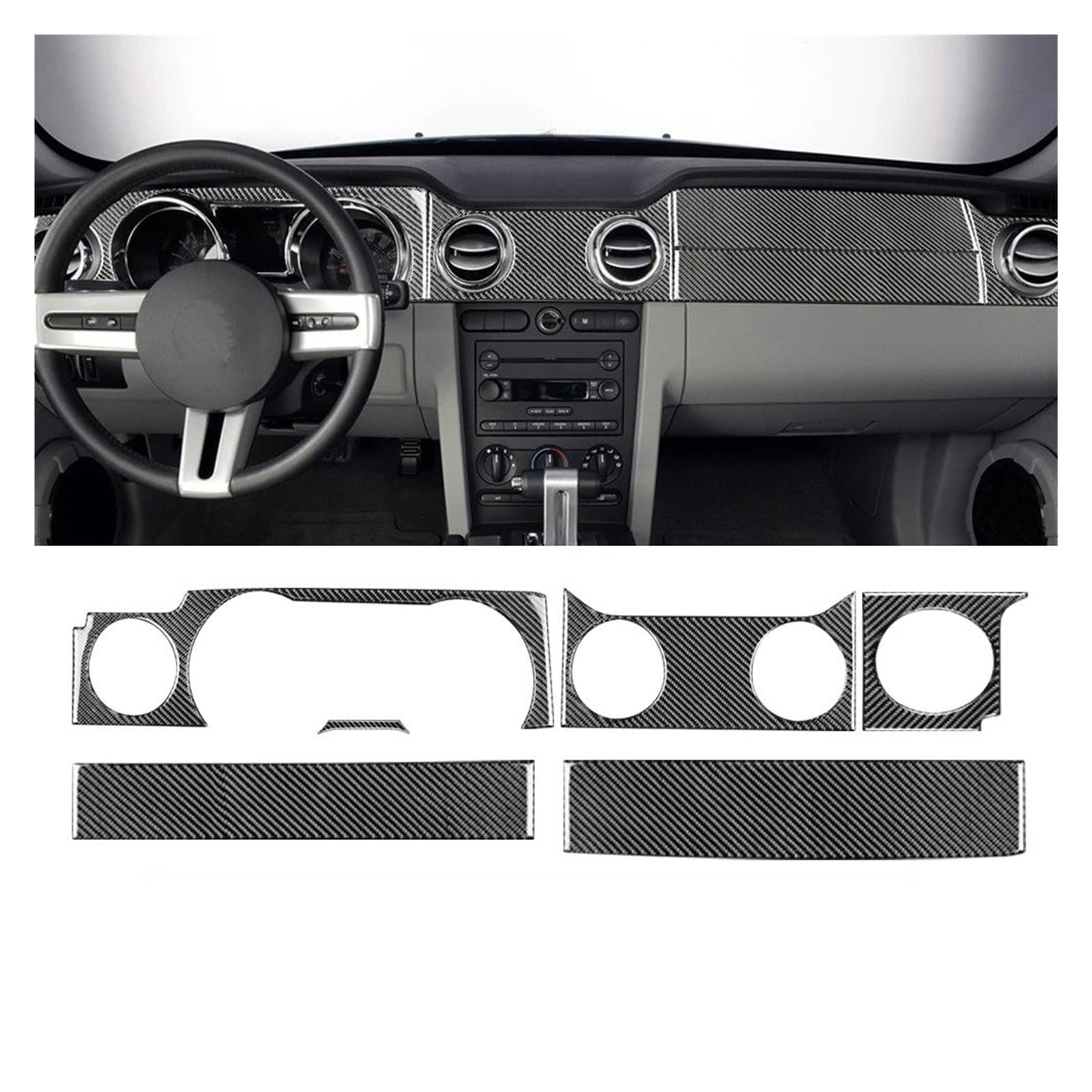 Interieur Zubehör Für Ford Für Mustang 2005 2006 2007 2008 2009 Weicher Carbonfaser-Aufkleber Innenverkleidung Auto-Schalthebelabdeckung Auto Innenraum(Dashboard Panel) von WEIFANAA