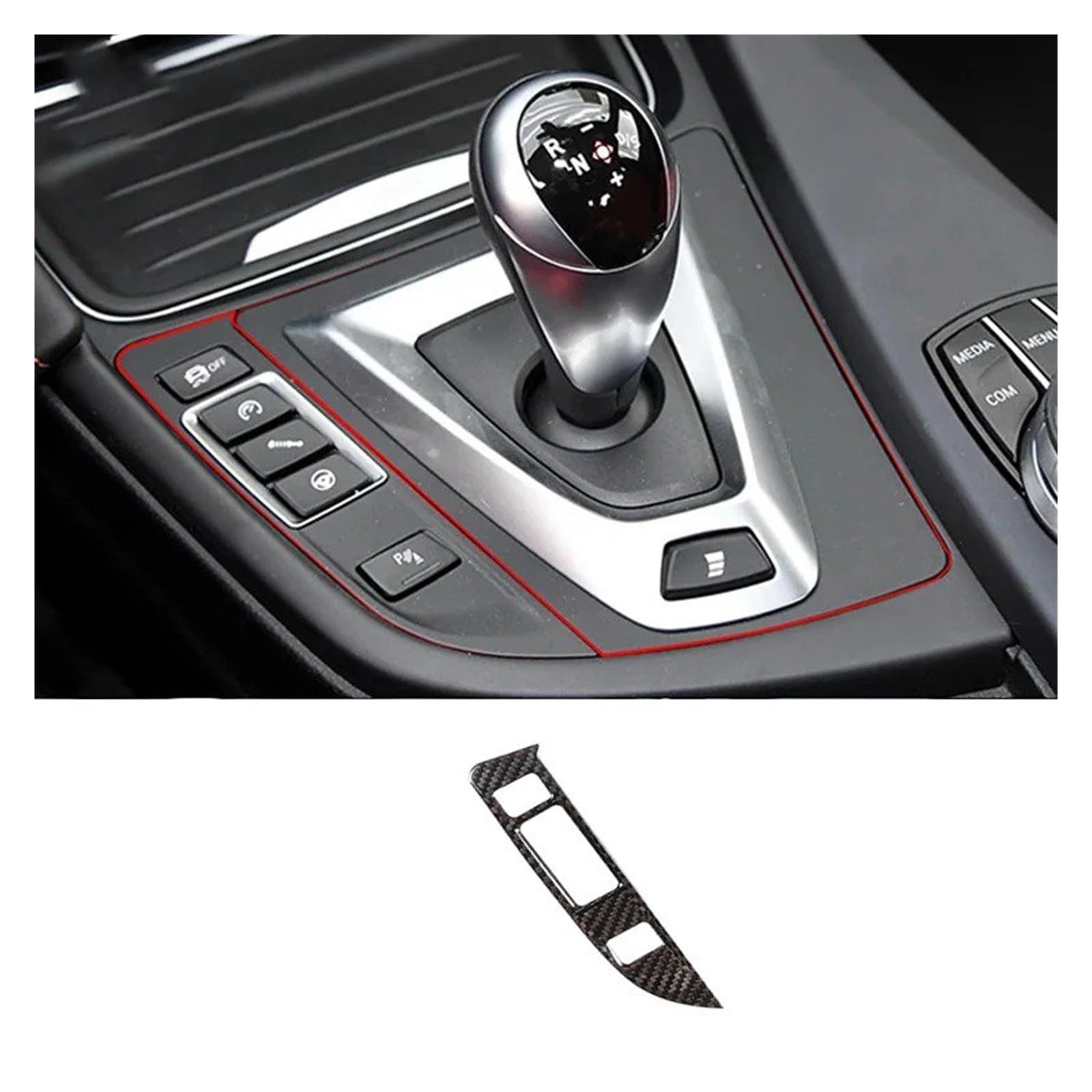 Interieur Zubehör Für Für M3 Für M4 F80 F82 F83 2014-2019 LHD Carbon Fiber Auto Gangschaltung Rahmen Panel Trim 2 Stück Auto Innenraum(Style C Black) von WEIFANAA