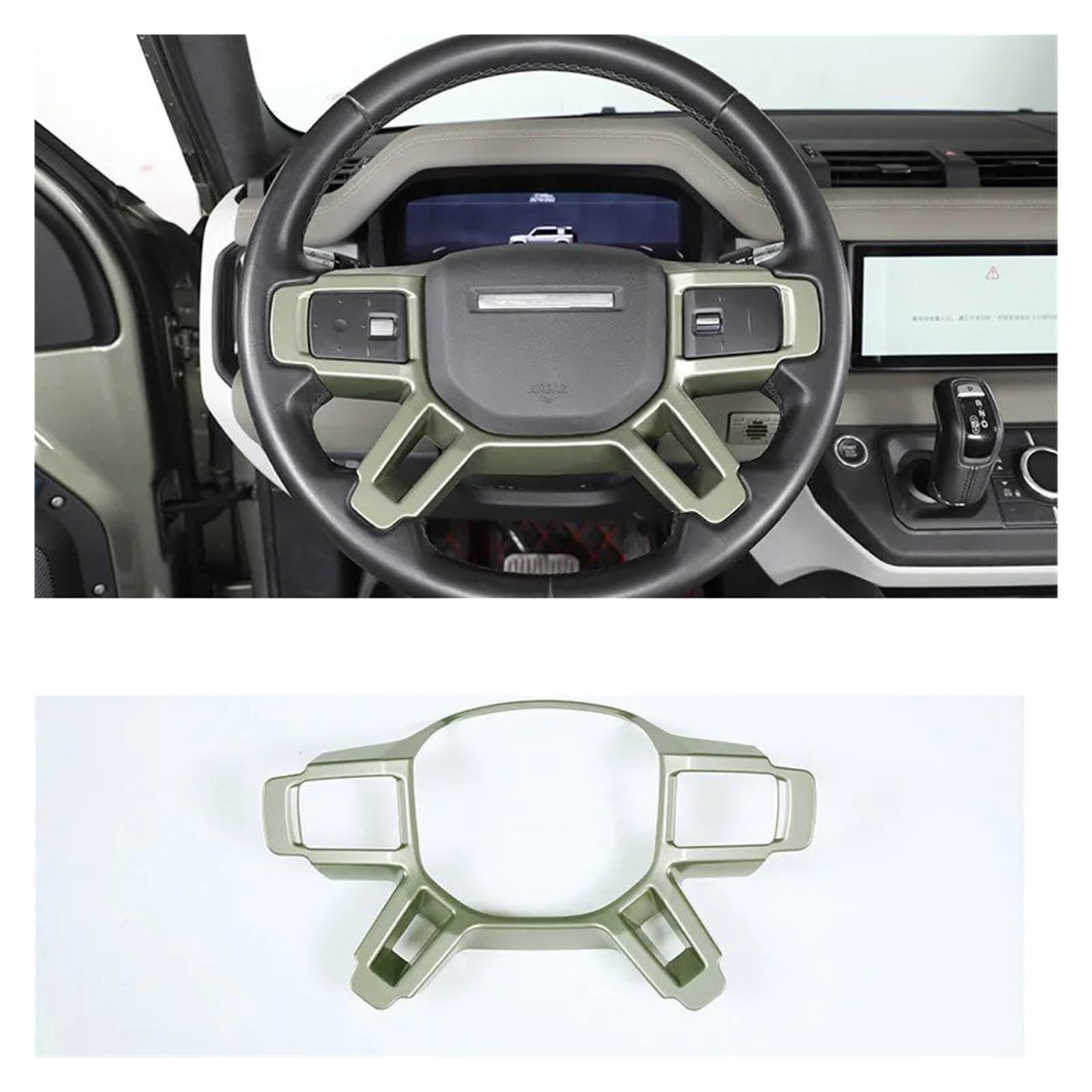 Interieur Zubehör Für Land Für Rover Für Defender 90 110 2020 2021 2022 2023 2024 Auto Lenkrad Dekorative Aufkleber Auto Zubehör Auto Innenraum(Green) von WEIFANAA