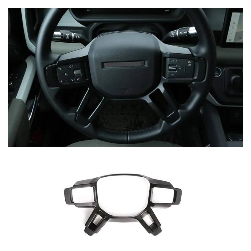 Interieur Zubehör Für Land Für Rover Für Defender 90 110 2020 2021 2022 2023 2024 Auto Lenkrad Dekorative Aufkleber Auto Zubehör Auto Innenraum(Matt Black) von WEIFANAA