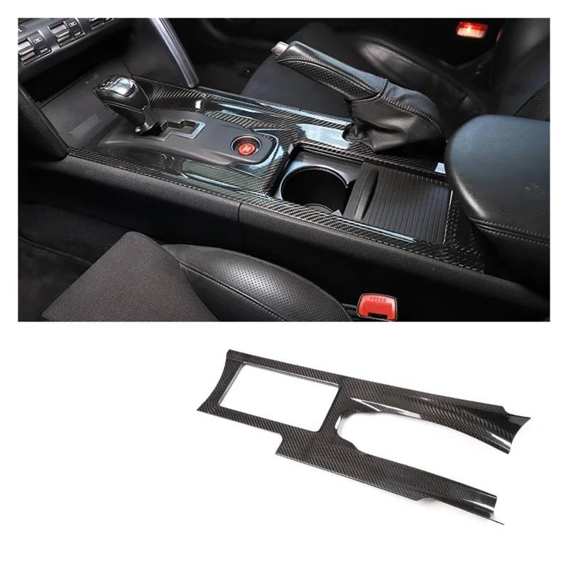 Interieur Zubehör Für Nissan Für GTR R35 2008-2016 Kohlefaser Auto Center Console Gear Panel Rahmen Dekoration Auto Innen Modellierung Zubehör Auto Innenraum(LHD Black) von WEIFANAA