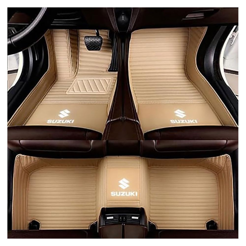 Auto Fußmatten für Suzuki Kizashi 2010, PU Leder Vollbedeckter Schutz Wasserdicht rutschfest Autoteppich Komplett Innenraum Zubehör,B/Beige von WEIHUANB