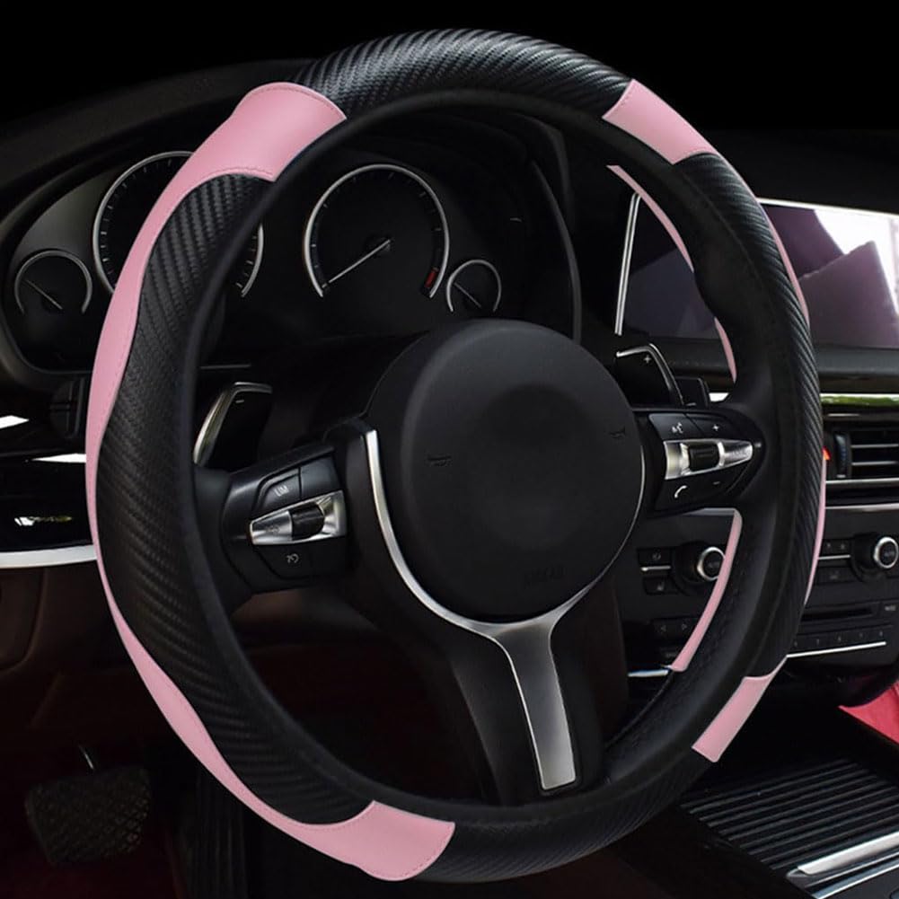 Auto Lenkradbezug für Toyota Prius III (ZVW30) 2009-2015, Mikrofaser PU-Leder LenkradhüLlen rutschfest Atmungsaktive Lenkradschoner Dekoration ZubehöR,G/Pink von WEIHUANB