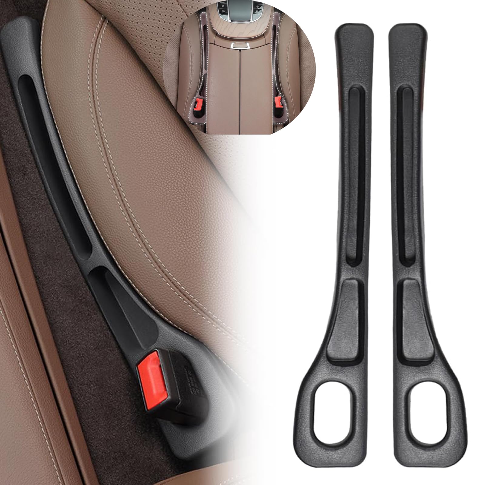 Aufbewahrungsbox für Autositze, Autositz Lückenfüller, 2024 Upgraded Universal Autositz Lückenfüller Autositz Organizer Car Seat Gap Filler für Car Seat Gap,2 Stück Car Seat Gap Filler (Schwarz-2PCS) von WEILONGB