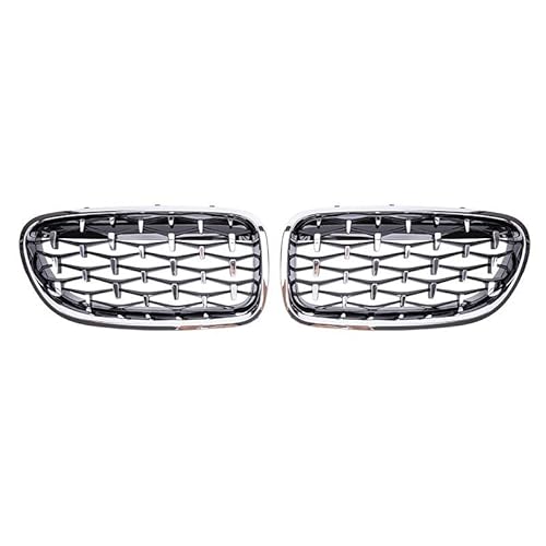 Front Nieren Kühlergrill Auto-Nieren-Stoßstangen-Grillgitter Im Diamant-Stil Racing-Grill Für 5er Für F10 Für F11 Für F18 Für 520 523 525 530i M5 2010-2017(All Silver) von WEINUANXIN