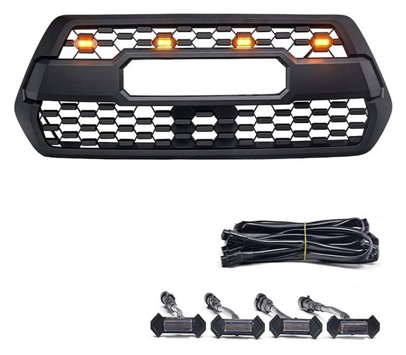 Front Nieren Kühlergrill Autogrills ABS Frontstoßstange Motorhaube Renngrill Mit Sensorabdeckung Für T&oyota Für Tacoma Für TRD Für PRO 2016-2021(3 piece set) von WEINUANXIN