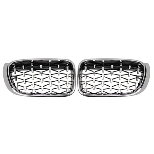 Front Nieren Kühlergrill Front Nierengrill Grill Silber Ersatz Auto Auto Externes Zubehör Schwarz Racing Grills Für X3 X4 F25 F26 2014-2017(B) von WEINUANXIN