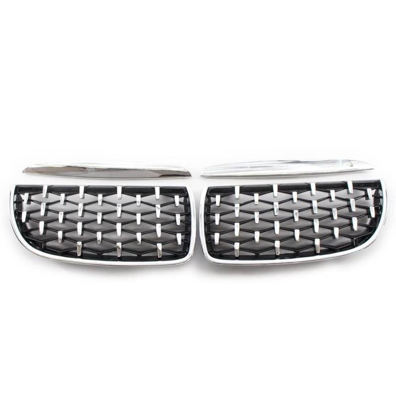 Front Nieren Kühlergrill Frontstoßstangen-Nierengitter Diamond Grill Meteor Style Für 3er E90 E91 2005-2008(All Silver) von WEINUANXIN