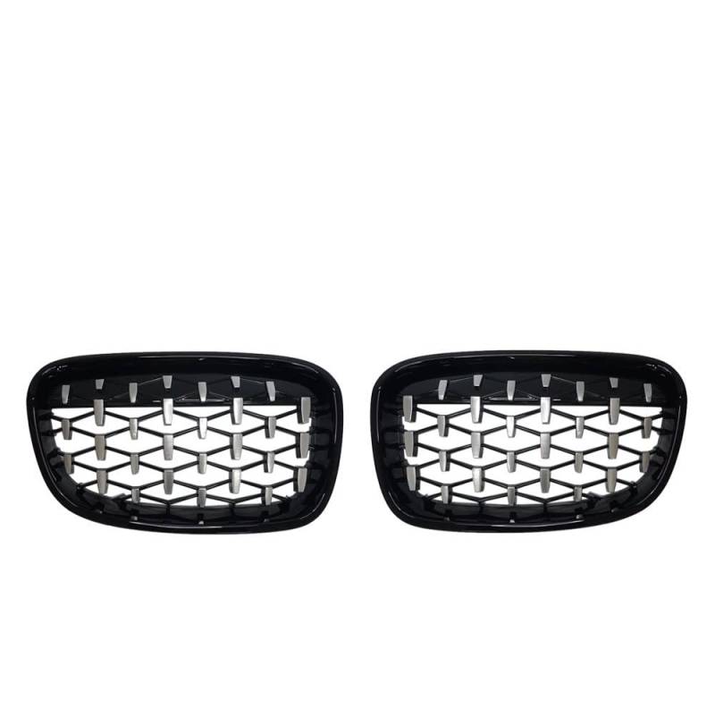 Front Nieren Kühlergrill Für 1er F21 3-Türer 2011-2014 Vorfacelift Mesh Meteor Style Autozubehör Ein Paar Diamond Grill Kidney Racing Grills(Black and Silver) von WEINUANXIN