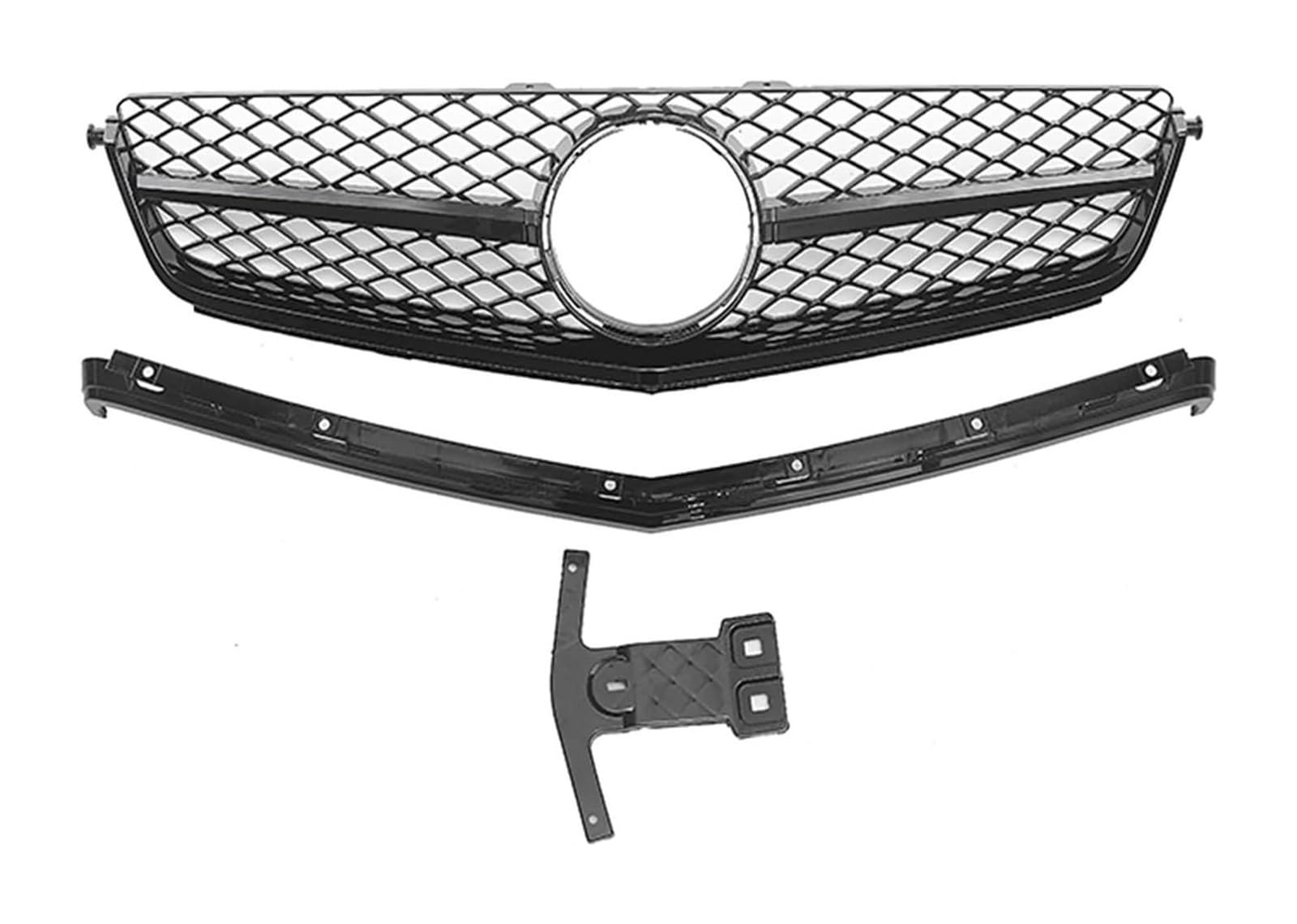 Front Nieren Kühlergrill Für B&enz Für W204 Für C-Klasse 2008-2011 Frontstoßstangengrill Frontkühlergrills Auto Obere Stoßstangenhaube Mesh(Schwarz) von WEINUANXIN