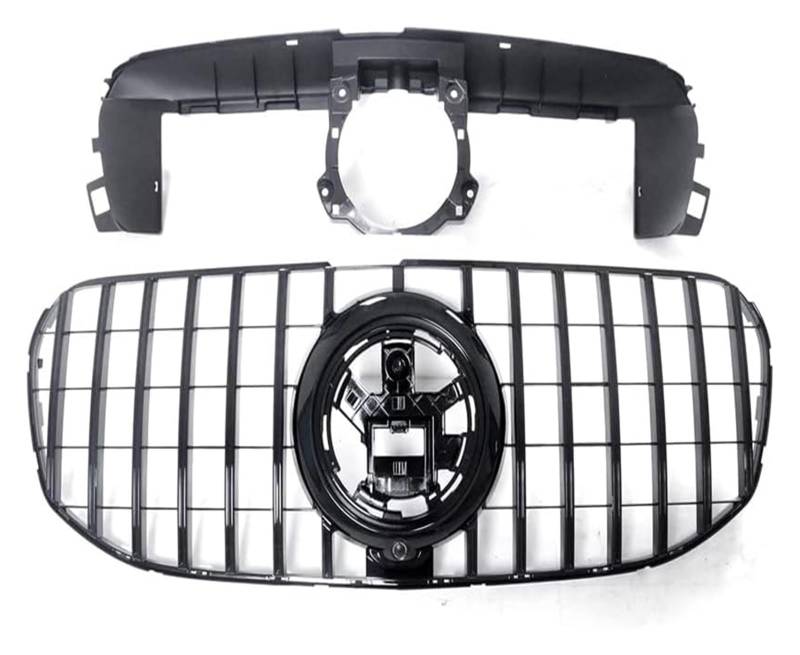 Front Nieren Kühlergrill Für B&enz Für X167 Für GLS450 Für GLS580 2020-2024 Frontkühlergrills Auto Front Upper Bumper Hood Mesh Grille(Schwarz) von WEINUANXIN