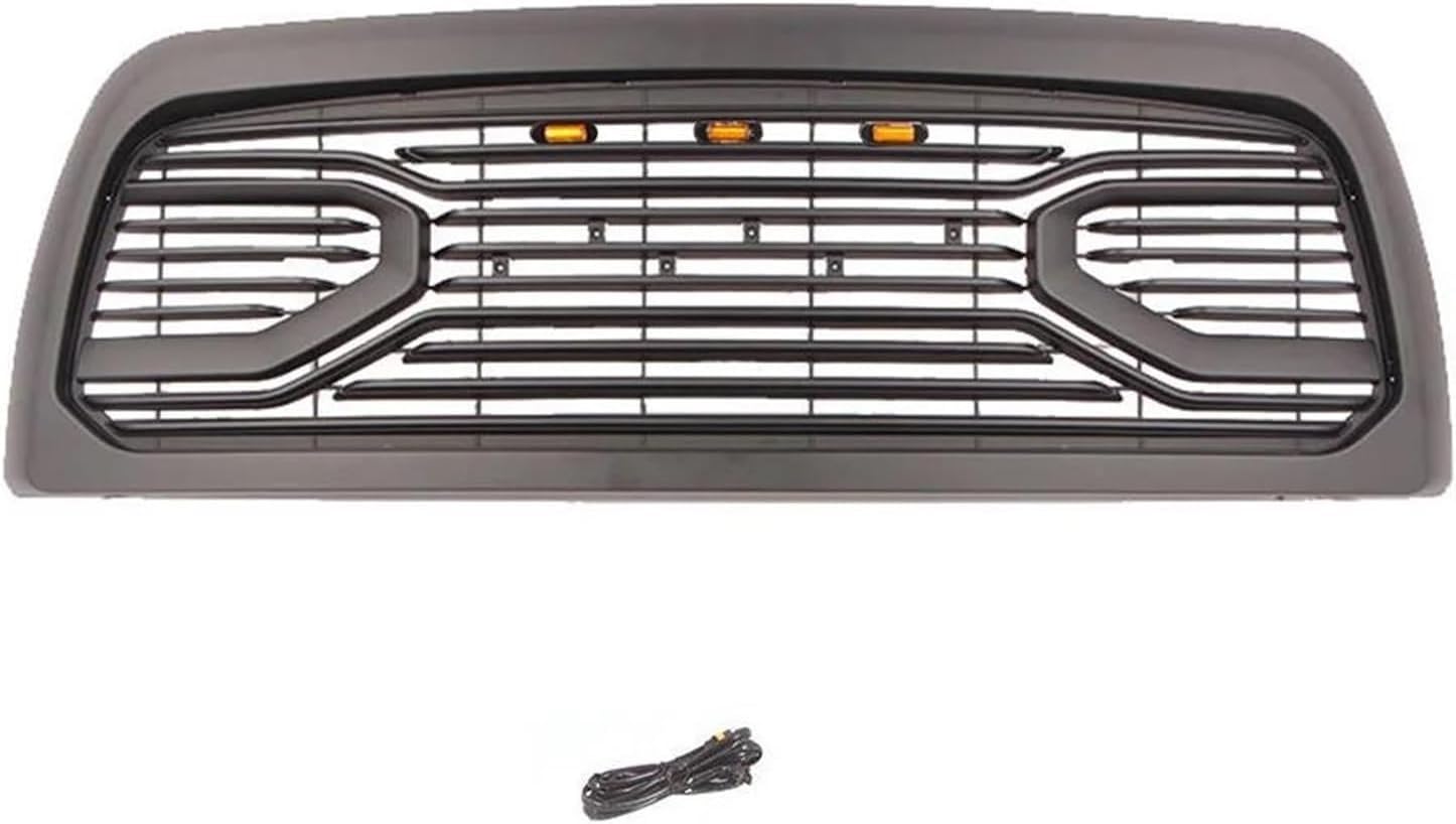 Front Nieren Kühlergrill Für Dodge Für RAM 2500 3500 2010-2019 Racing Grill Mesh Front Kühler Stoßstange Grille Oberen Kühlergrill Vorne Niere Grille(Black With Lights) von WEINUANXIN