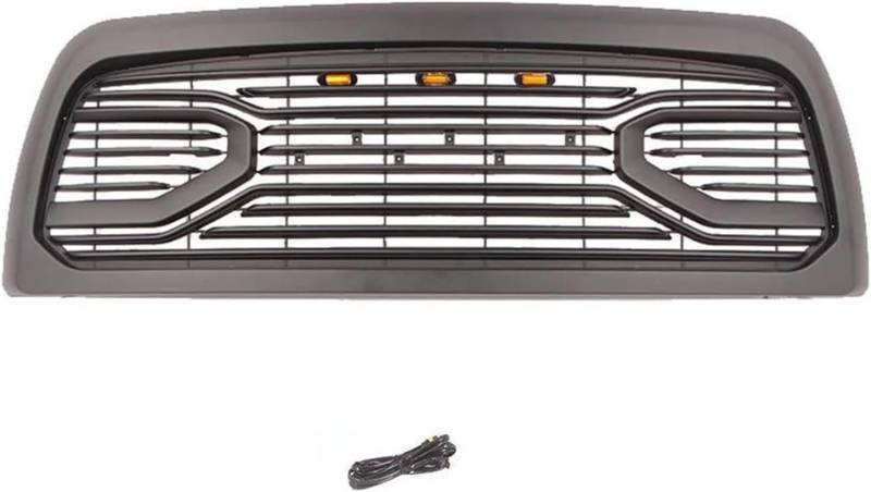 Front Nieren Kühlergrill Für Dodge Für RAM 2500 3500 2010-2019 Racing Grill Mesh Front Kühler Stoßstange Grille Oberen Kühlergrill Vorne Niere Grille(Black With Lights) von WEINUANXIN