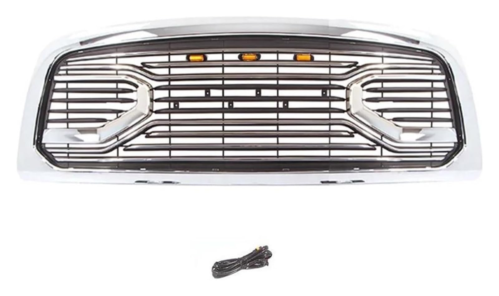 Front Nieren Kühlergrill Für Dodge Für RAM 2500 3500 2010-2019 Racing Grill Mesh Front Kühler Stoßstange Grille Oberen Kühlergrill Vorne Niere Grille(Chrome With Lights) von WEINUANXIN